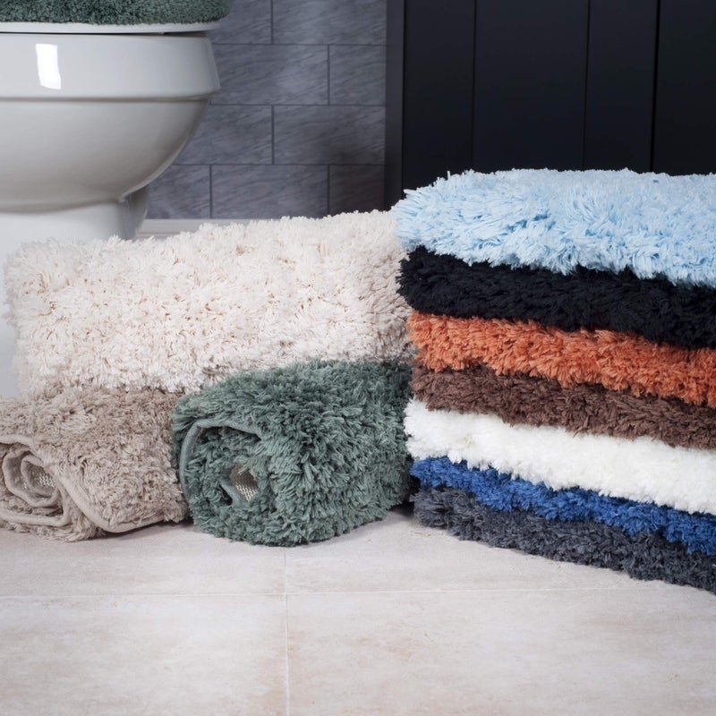 Lavish Home 3-Piece Bathroom Rug Set â€“ Non-Slip Bath Mat Set with Bath Rug, Contour Mat, and Toilet Lid Cover â€“ Machine Washable Mats by Lavish Home (Black) - Image 4